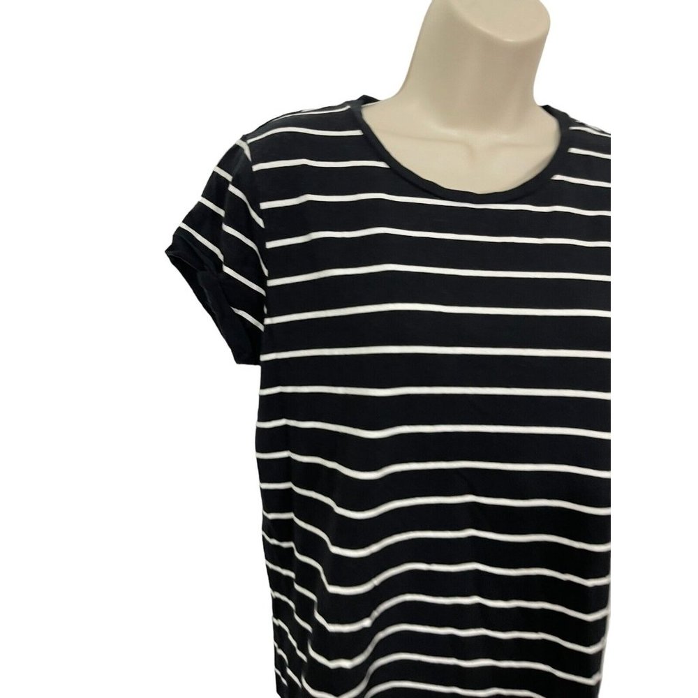 LULUS Women's Small Black White Striped Mini Shirtdress - Picture 4 of 14